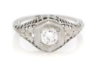 A White Gold and Diamond Ring, 1.60 dwts.
