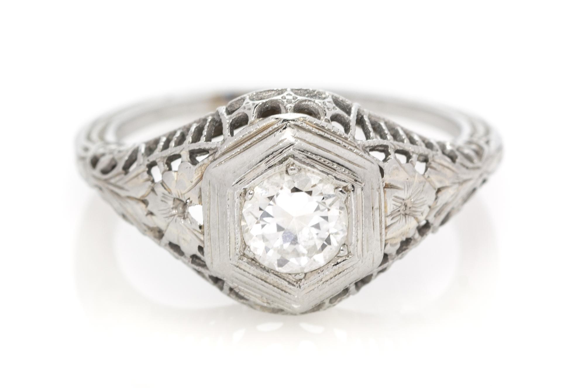A White Gold and Diamond Ring, 1.60 dwts.
