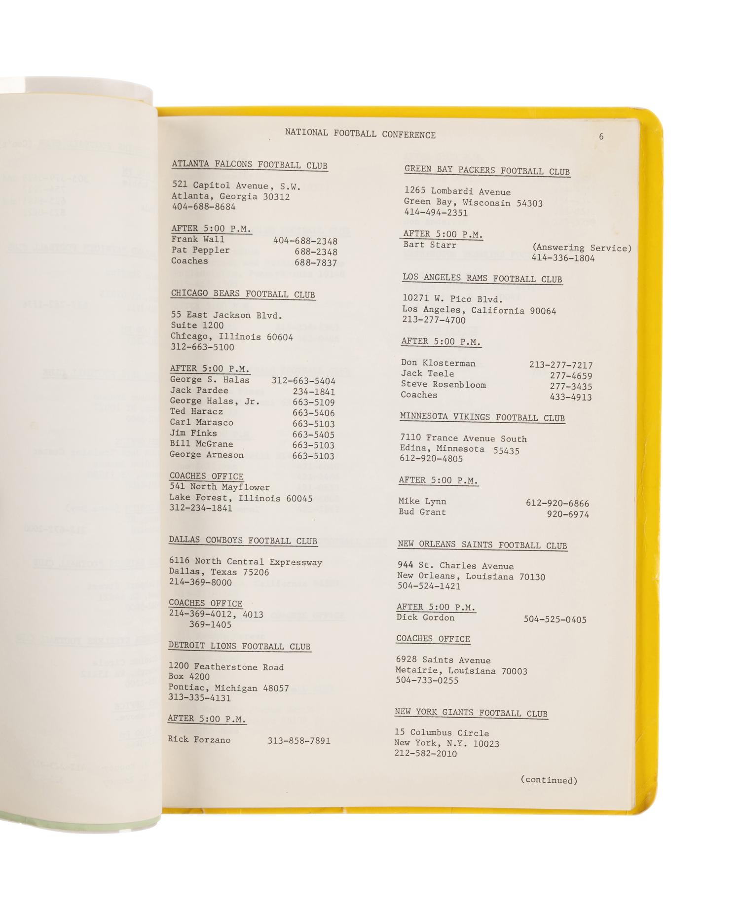 George Halas' Personally Owned and Signed 1976 NFL Personnel Directory,