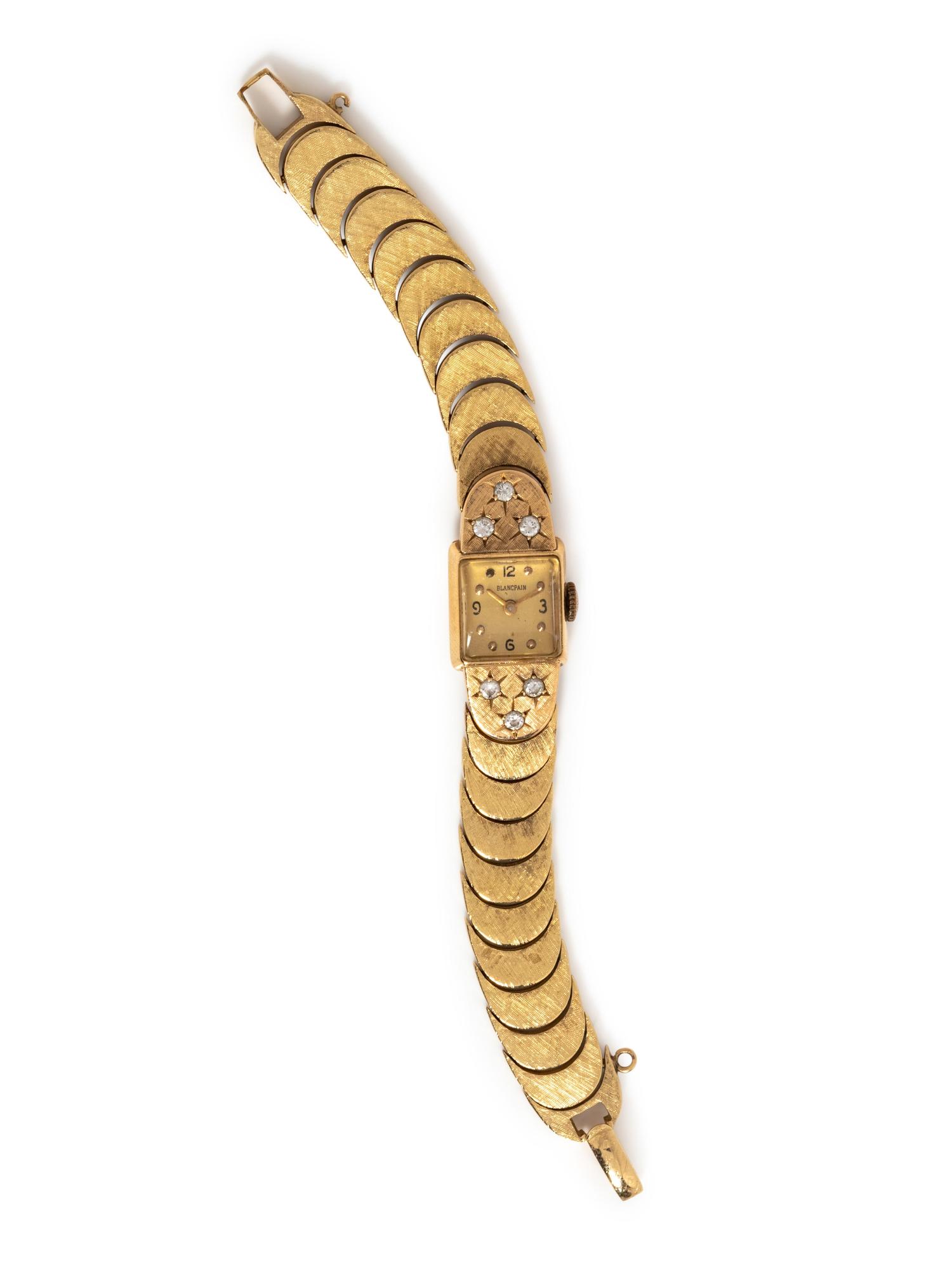 A 14 Karat Yellow Gold and Diamond Wristwatch, Blancpain,