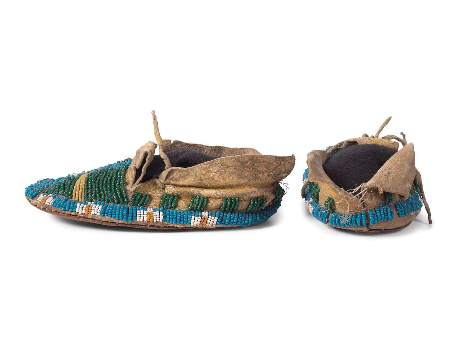 Cheyenne Child's Beaded Hide Moccasins