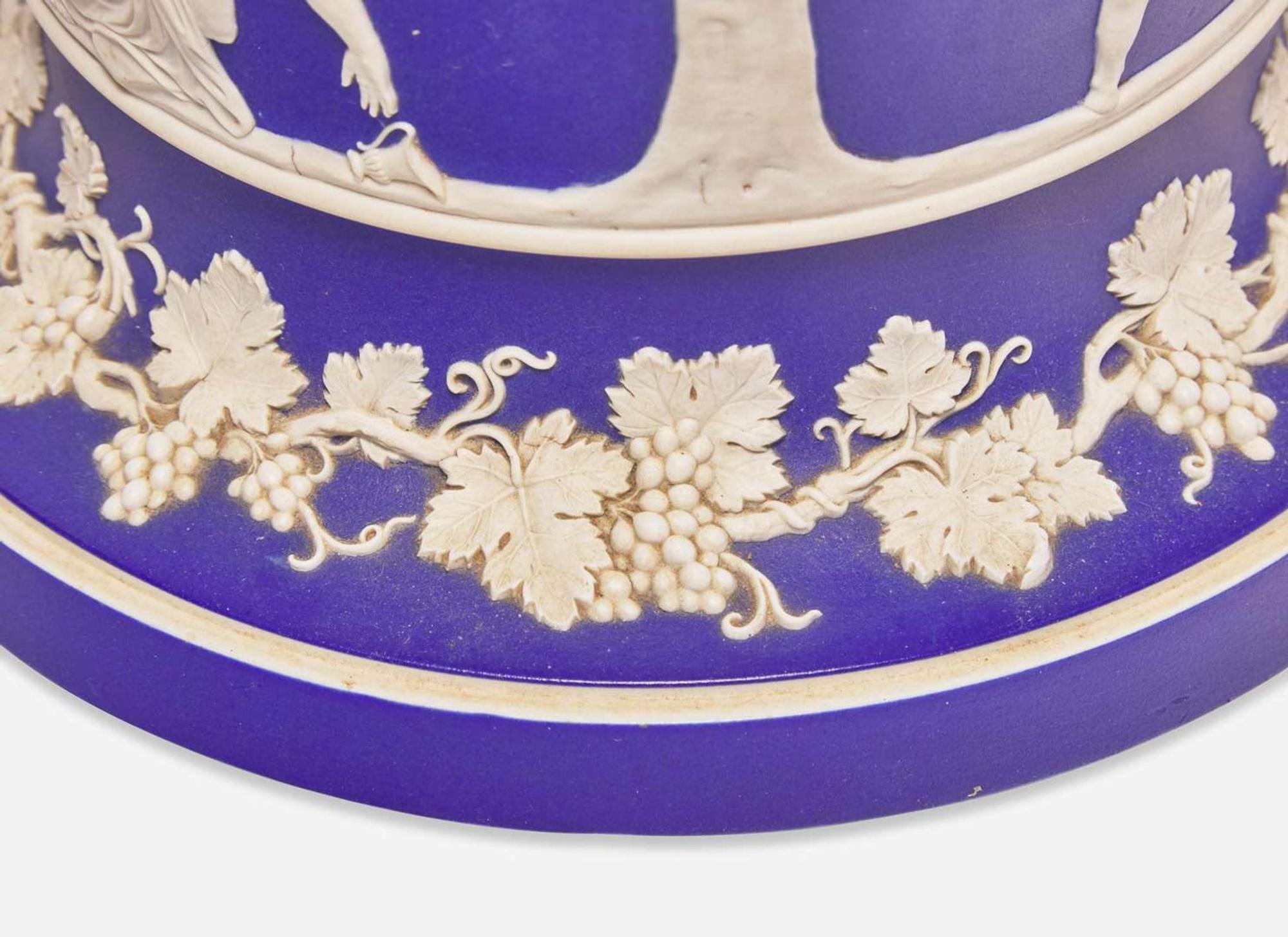 A Monumental Wedgwood Blue Dip Jasperware Monopode Vase, UK, late 19th century