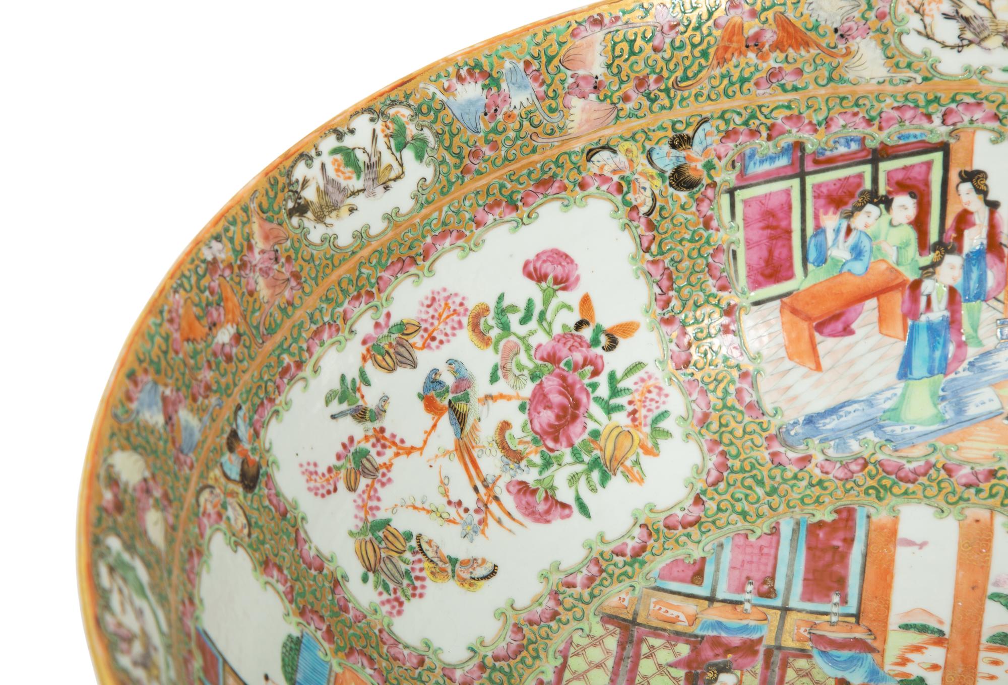 A Rose Canton Porcelain Punch Bowl