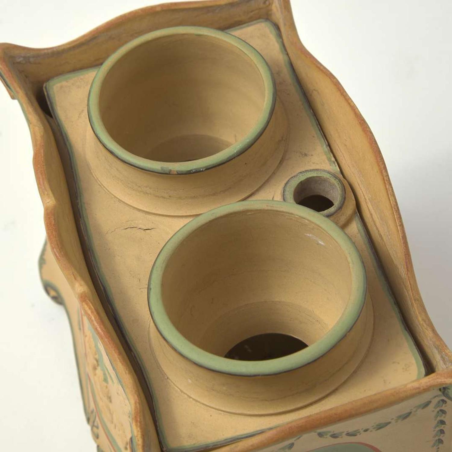 A Wedgwood Encaustic-Decorated Caneware Double Crocus Pot UK, circa 1800