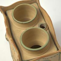 A Wedgwood Encaustic-Decorated Caneware Double Crocus Pot UK, circa 1800