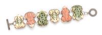 A Sterling Silver, Carved Bone and Polychrome Enamel Frog Motif Bracelet, Amy Kahn Russell, 39.20 dwts.