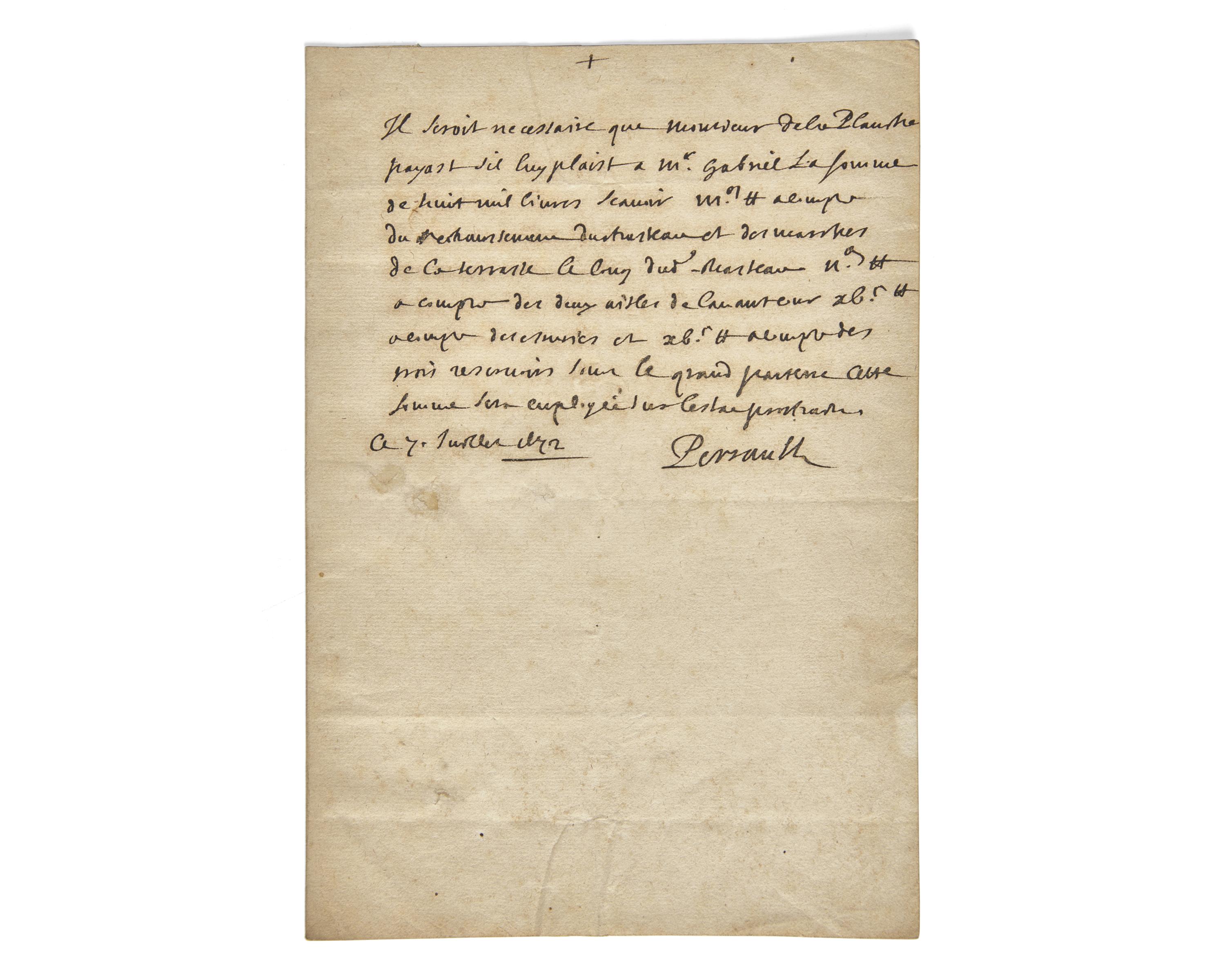 Perrault, Charles. Autograph Note, signed
