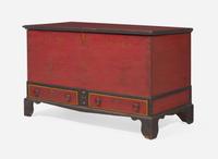 A Soap Hollow painted and stencil-decorated pine blanket chest with drawers, Somerset County, PA, dated "1866"