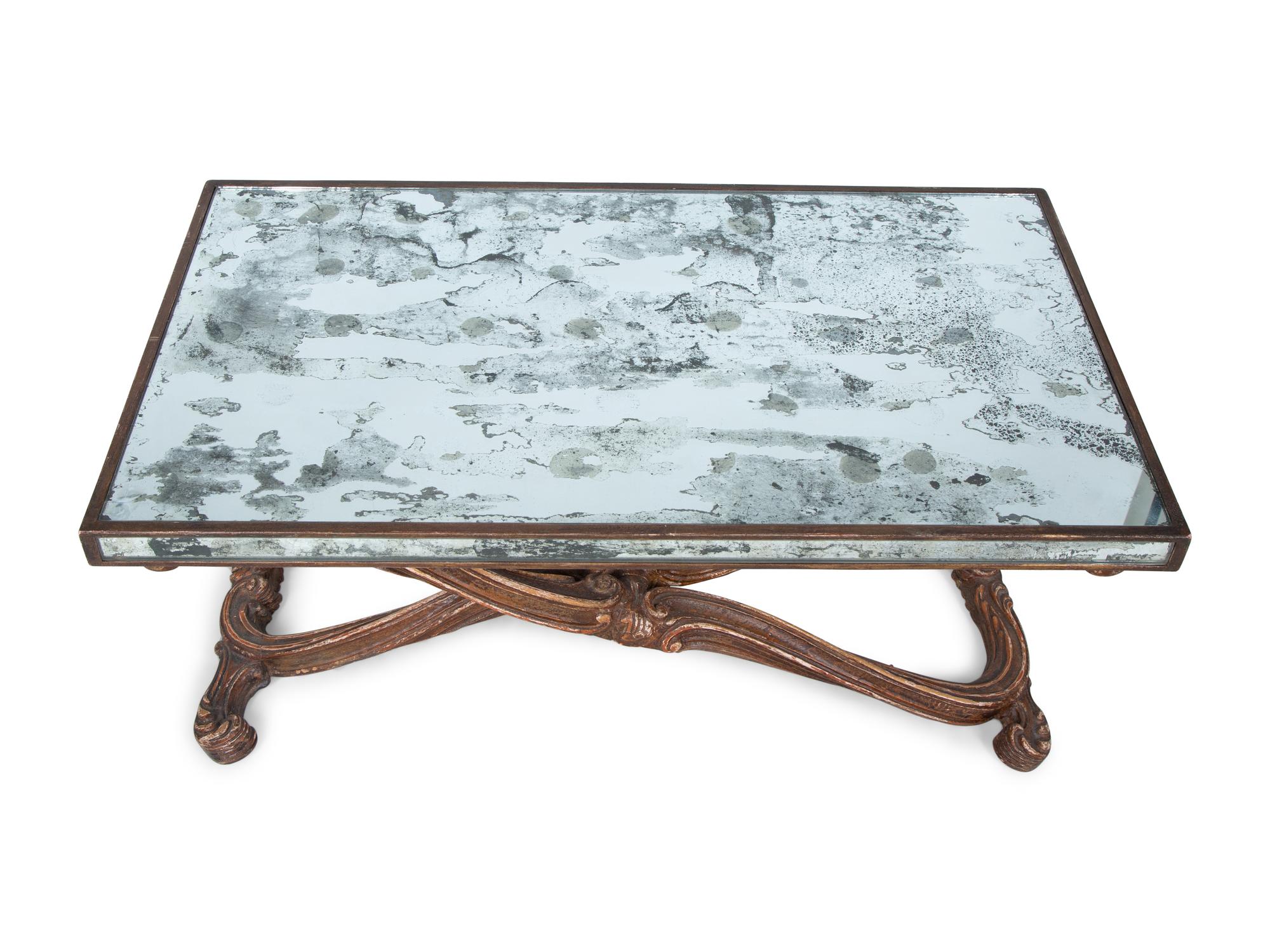 A Venetian Style Painted and Mirror-Veneered Low Table — 20TH CENTURY
