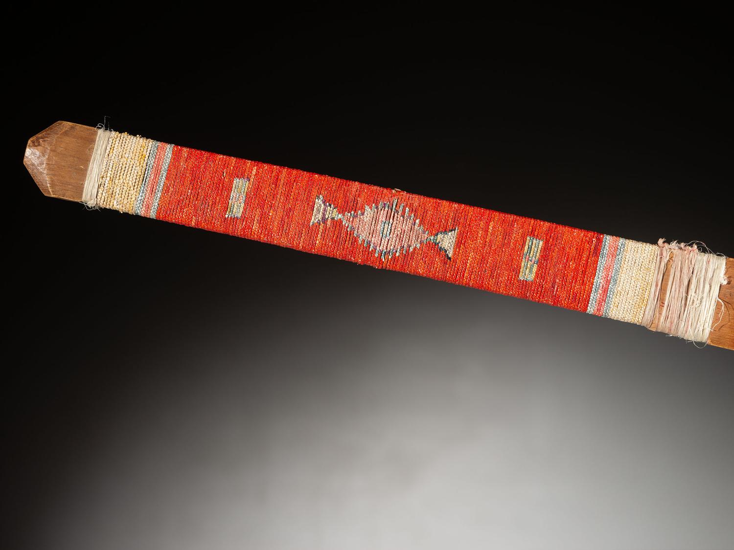 Northern Plains Quilled Pipe Stem, with Inlaid Catlinite Bowl