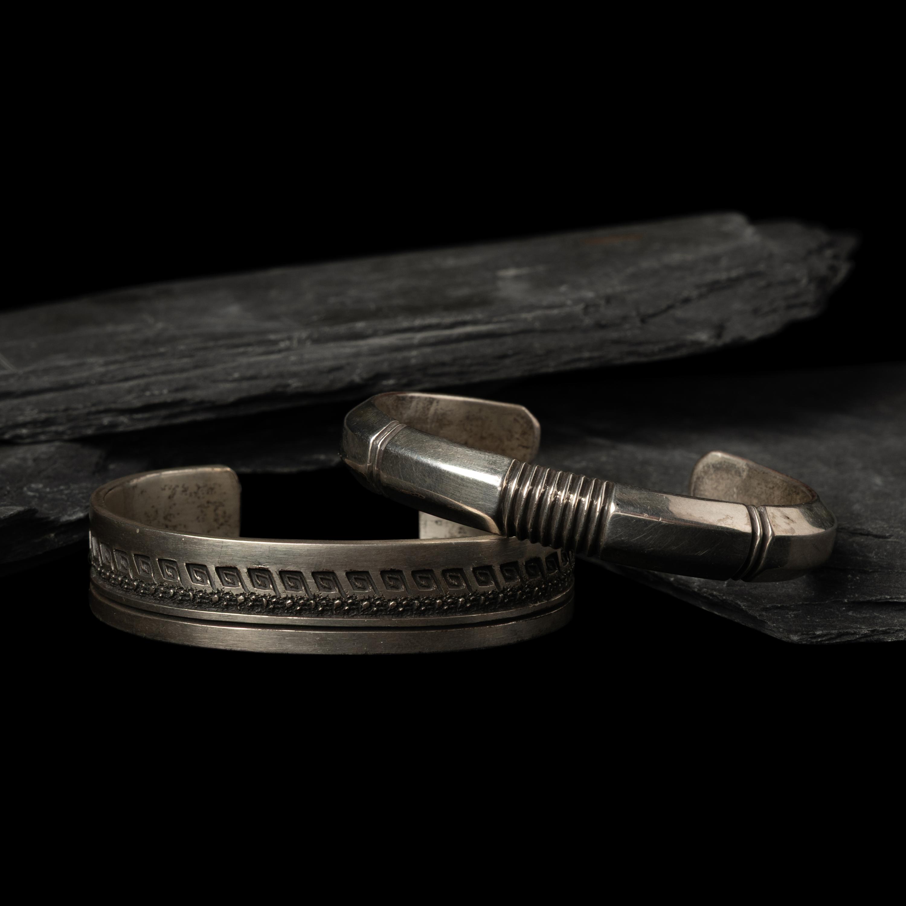 Pair of Navajo Silver Cuff Bracelets