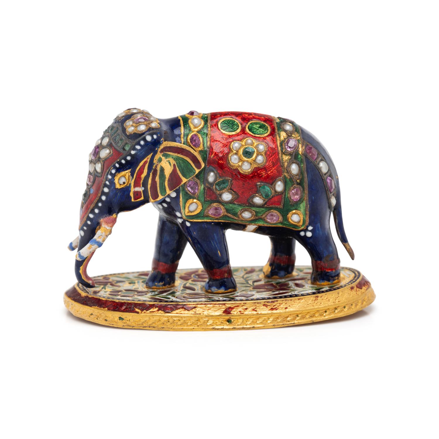 MULTIGEM AND POLYCHROME ENAMEL ELEPHANT