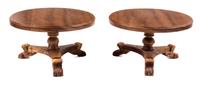 A Pair of Renaissance Revival Style Dining Tables Height 2 3/8 x diameter 4 inches. — Joe Turner