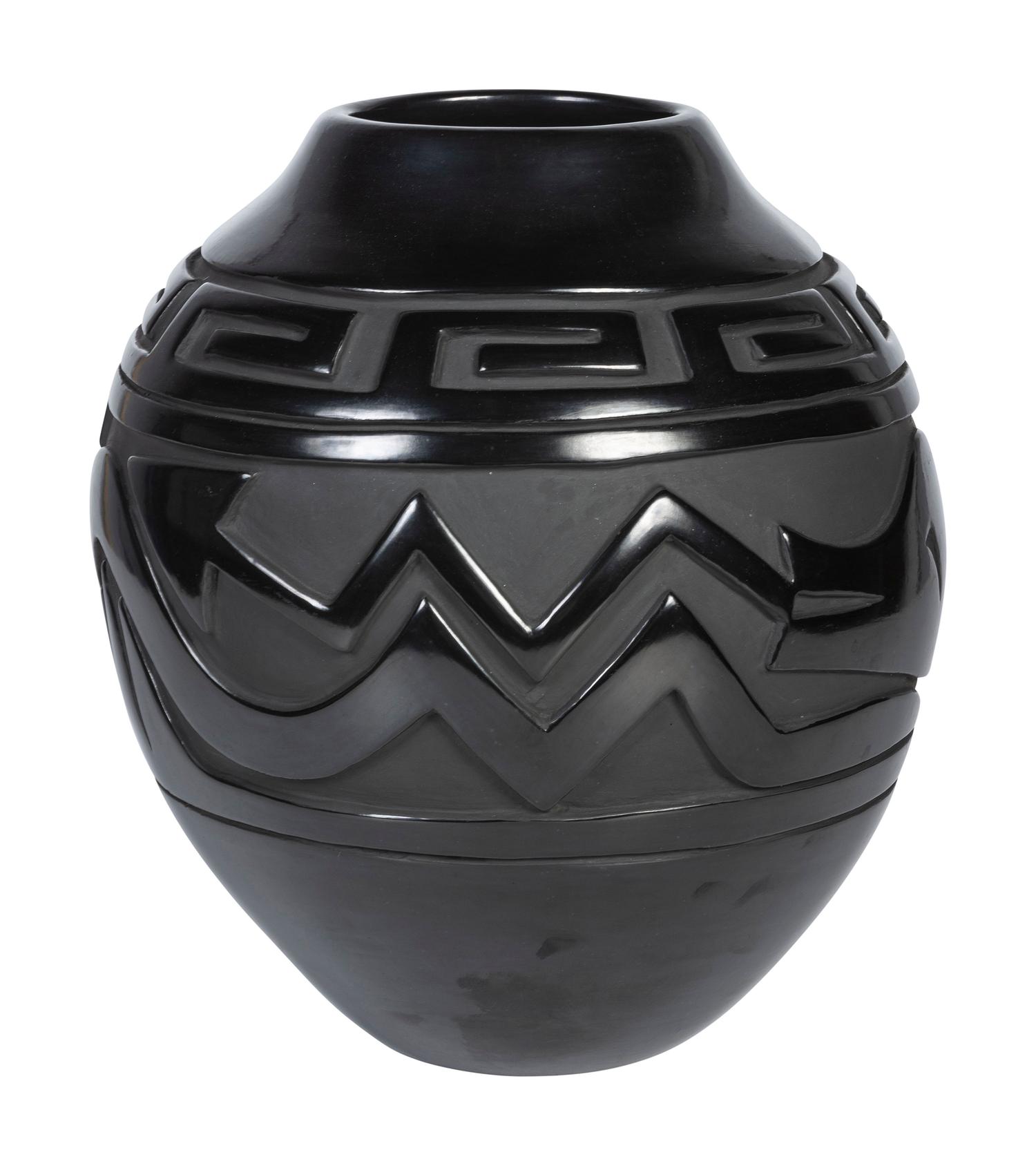 Award Winning Carved Blackware Pottery Jar