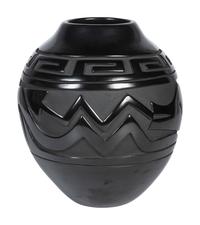 Award Winning Carved Blackware Pottery Jar
