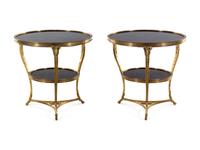 A Pair of Neoclassical Gilt Bronze Marble-Top Guéridons