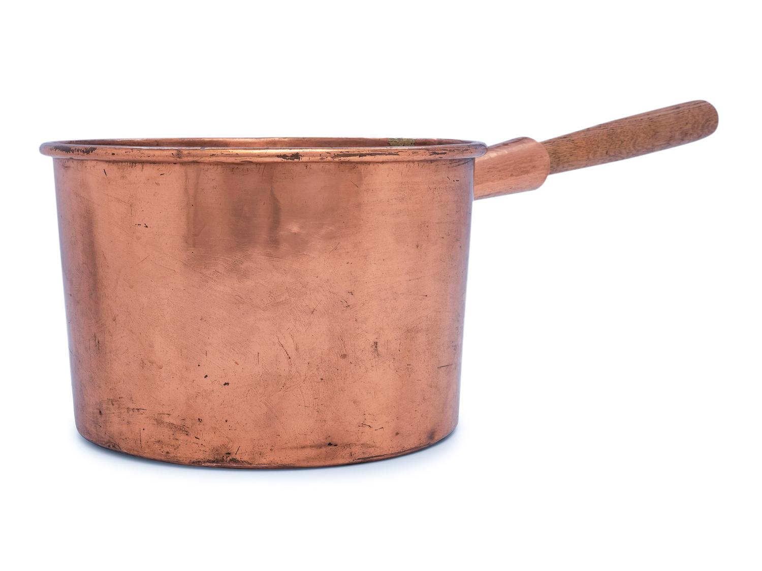 An American Copper Pot with Wood Handle