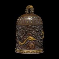 Inoue of Kyoto, A Japanese Parcel Gilt and Patinated Bronze Bell-Form Covered Jar, Meiji Period — 日本明治時期 京都井上製龍紋鐘式蓋盒