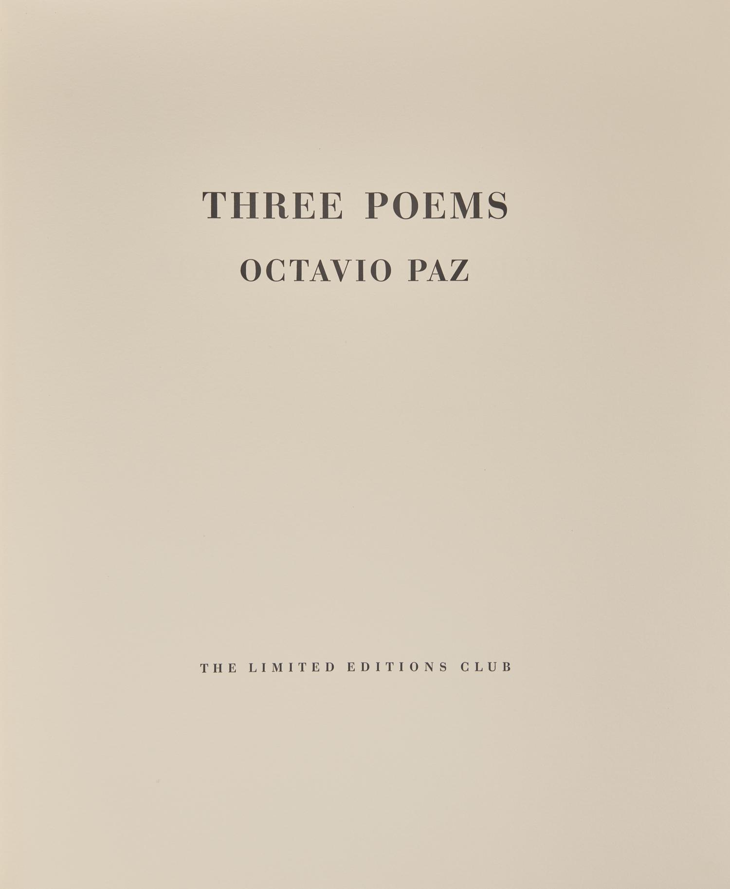 [Limited Editions Club] Paz, Octavio. Three Poems