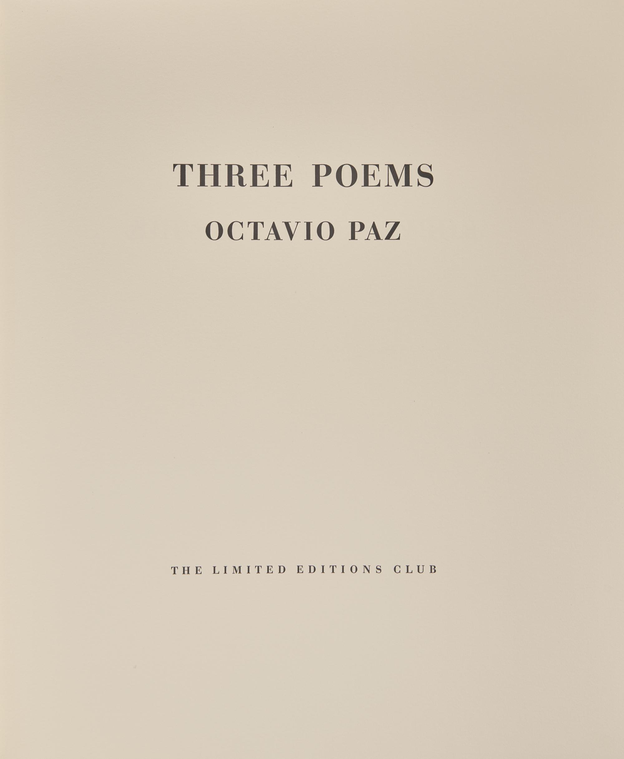 [Limited Editions Club] Paz, Octavio. Three Poems