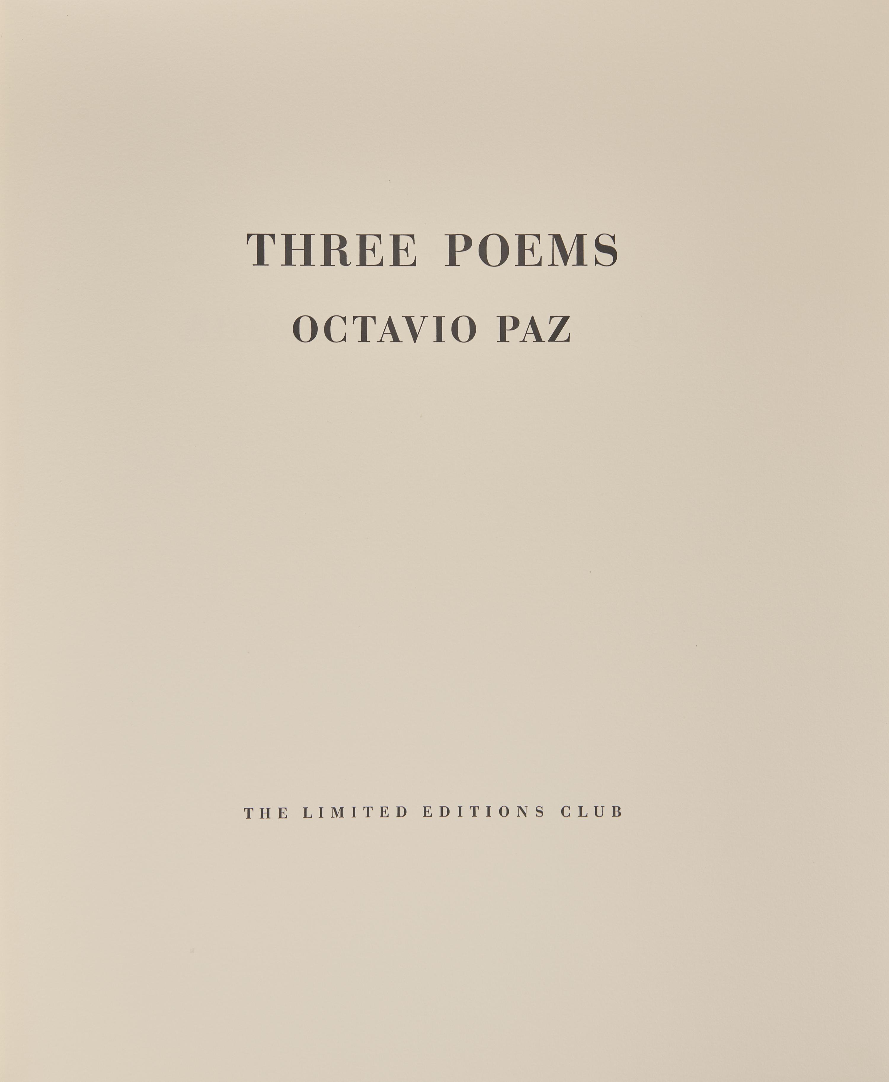 [Limited Editions Club] Paz, Octavio. Three Poems