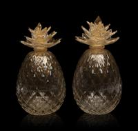 A Pair of Murano Glass Pineapple Ornaments