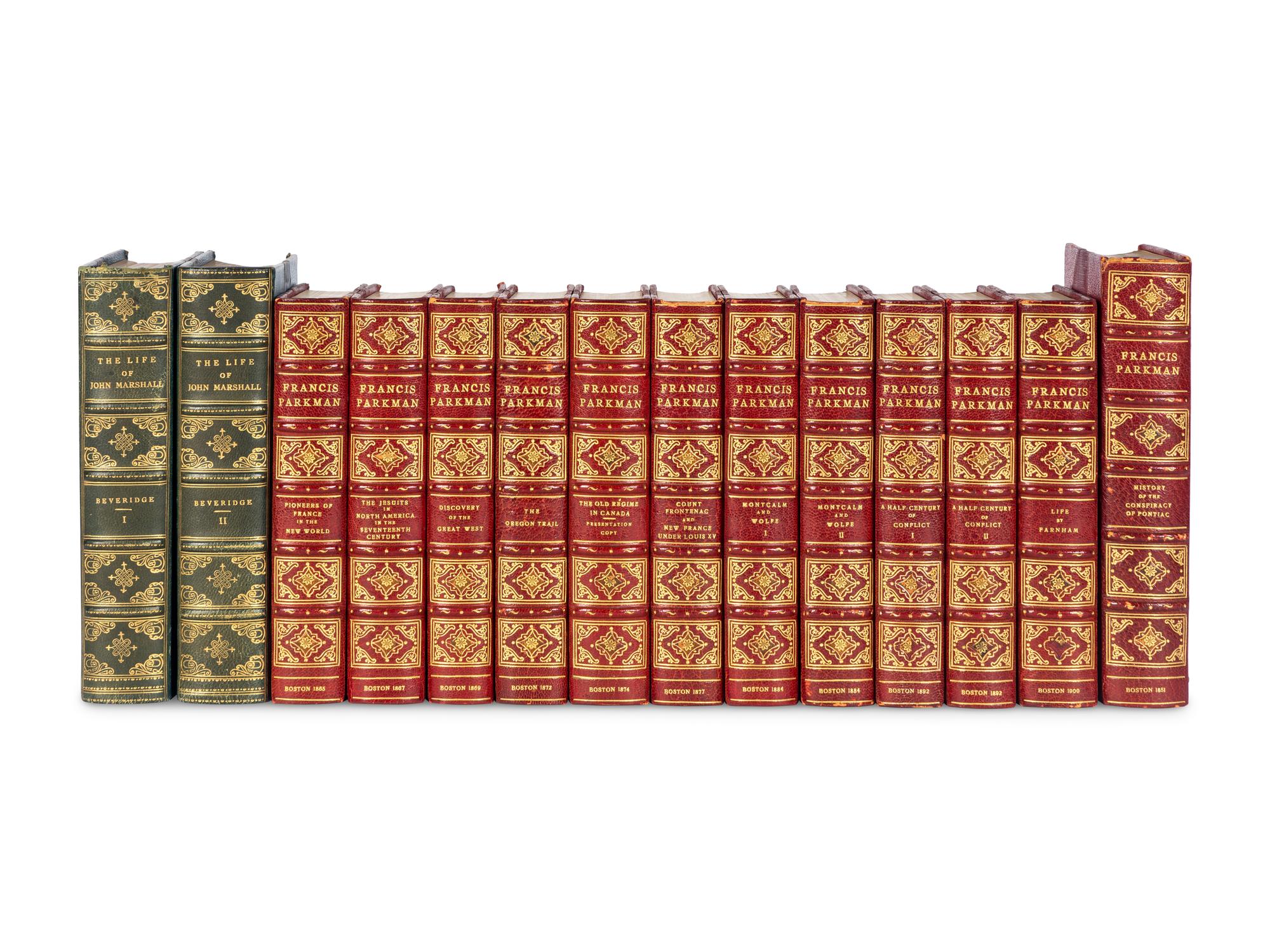 [BINDINGS]. A group of 96 volumes, most in fine half leather bindings, including works relating to American history and law.