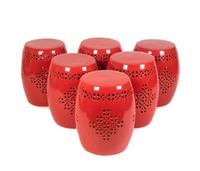A Set of Six Chinese Style Red-Glazed Ceramic Garden Seats — 20TH CENTURY