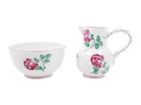 A Tiffany & Co. Strasbourg Flowers Ceramic Pitcher and Serving Bowl