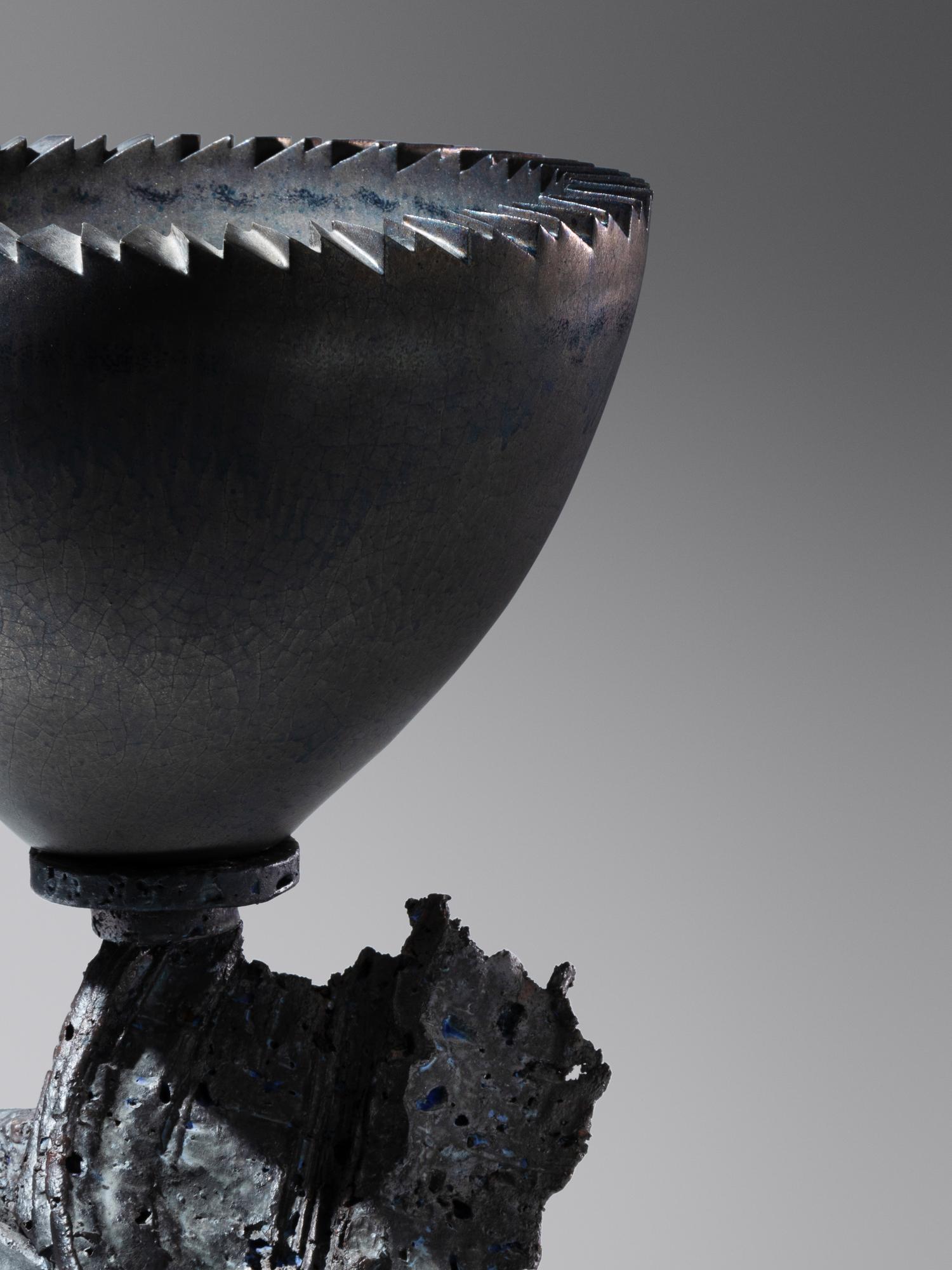 'Untitled' Mortar Bowl with Stand (Platinum Blue Mist), 1987