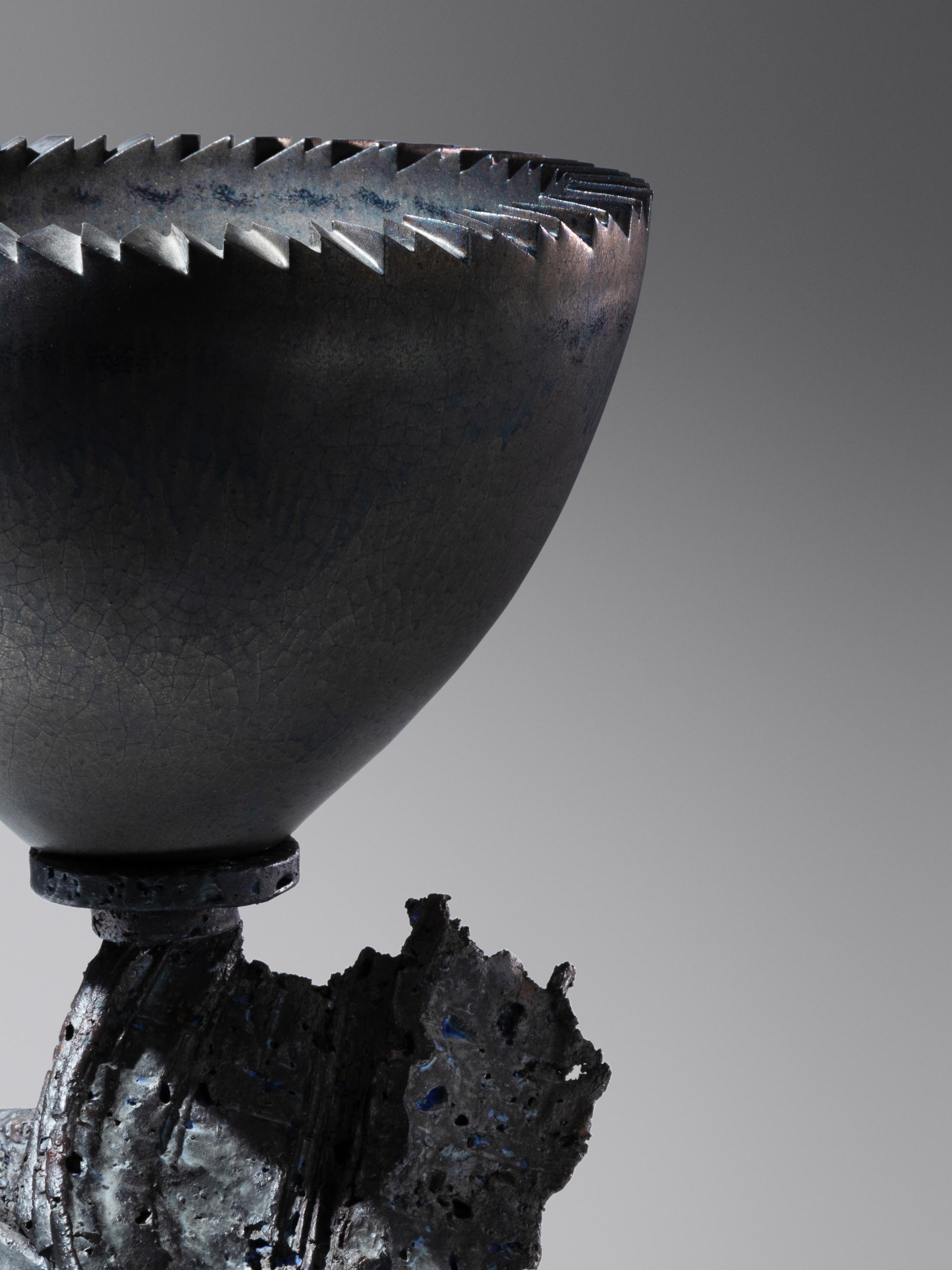 'Untitled' Mortar Bowl with Stand (Platinum Blue Mist), 1987