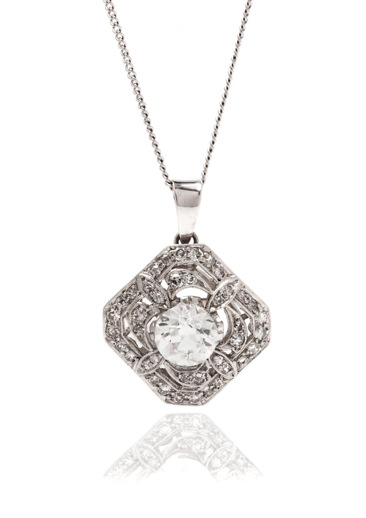 A Platinum and Diamond Pendant, 4.55 dwts.