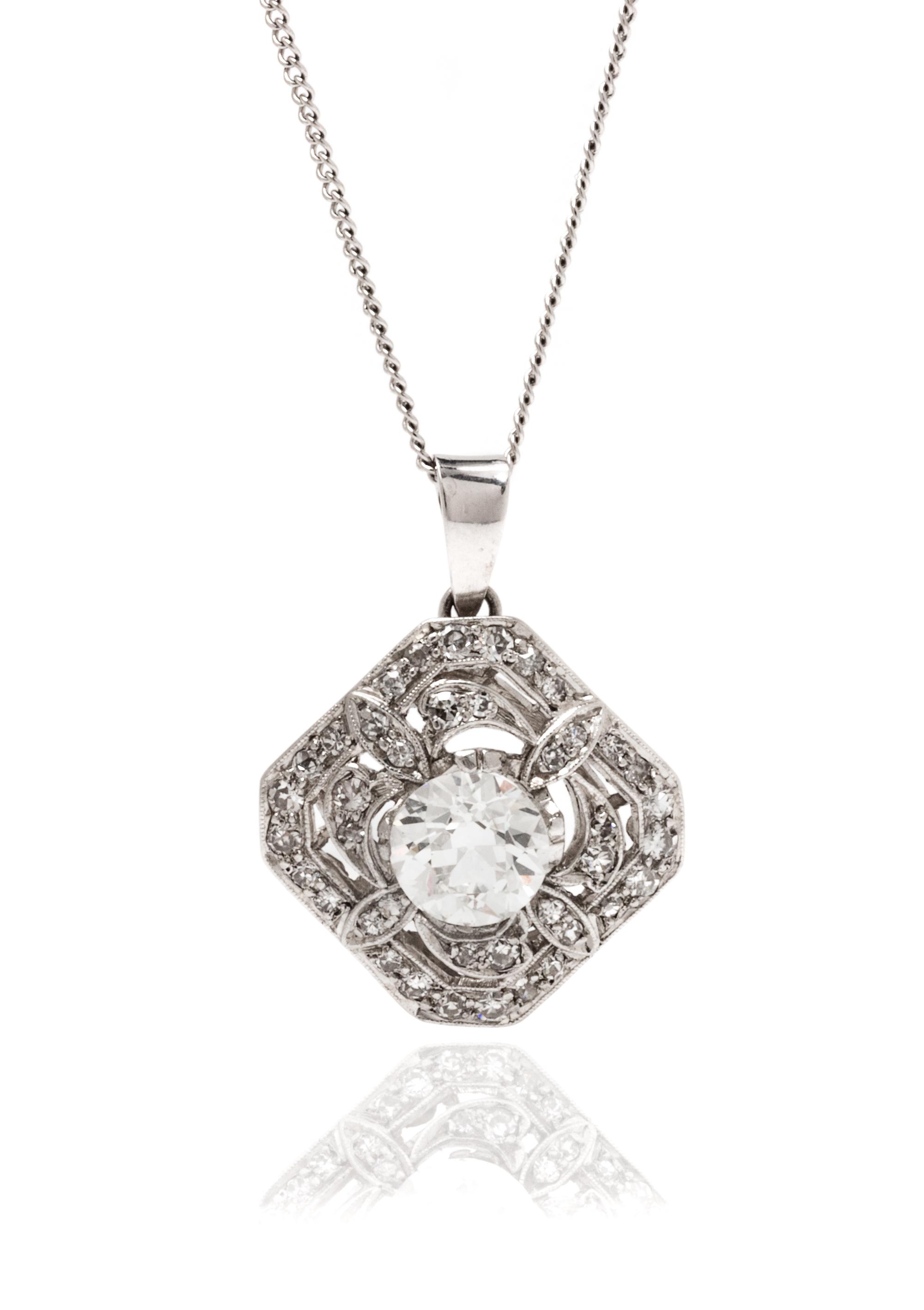 A Platinum and Diamond Pendant, 4.55 dwts.