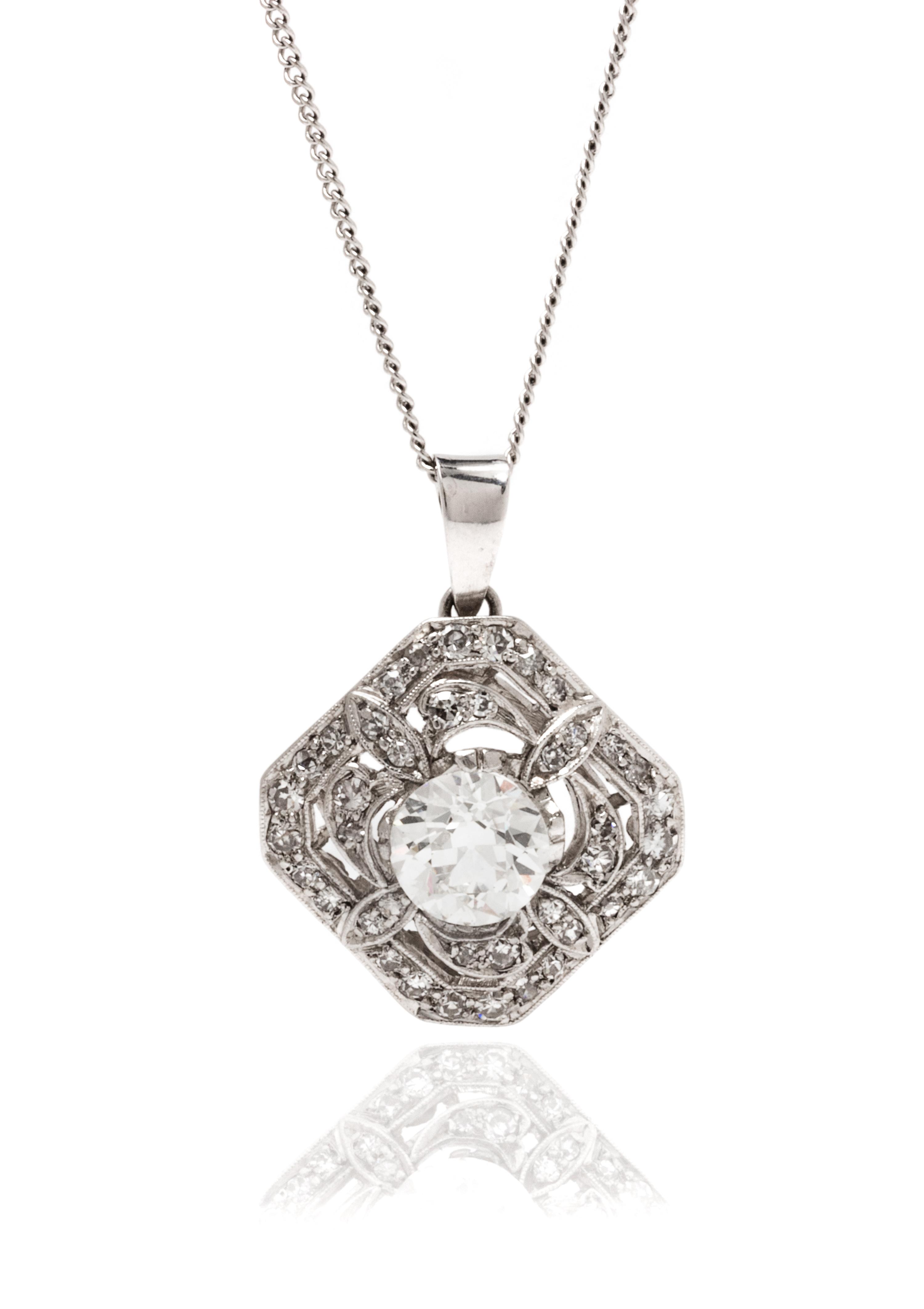 A Platinum and Diamond Pendant, 4.55 dwts.