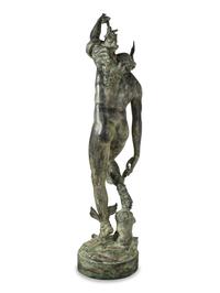 A Monumental Patinated Cast Metal Figure of Mercury