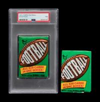 A Sealed Unopened Pack of 1974 Topps Football Cards (PSA 7 NM) and an Ungraded 2 Card Fun Pack