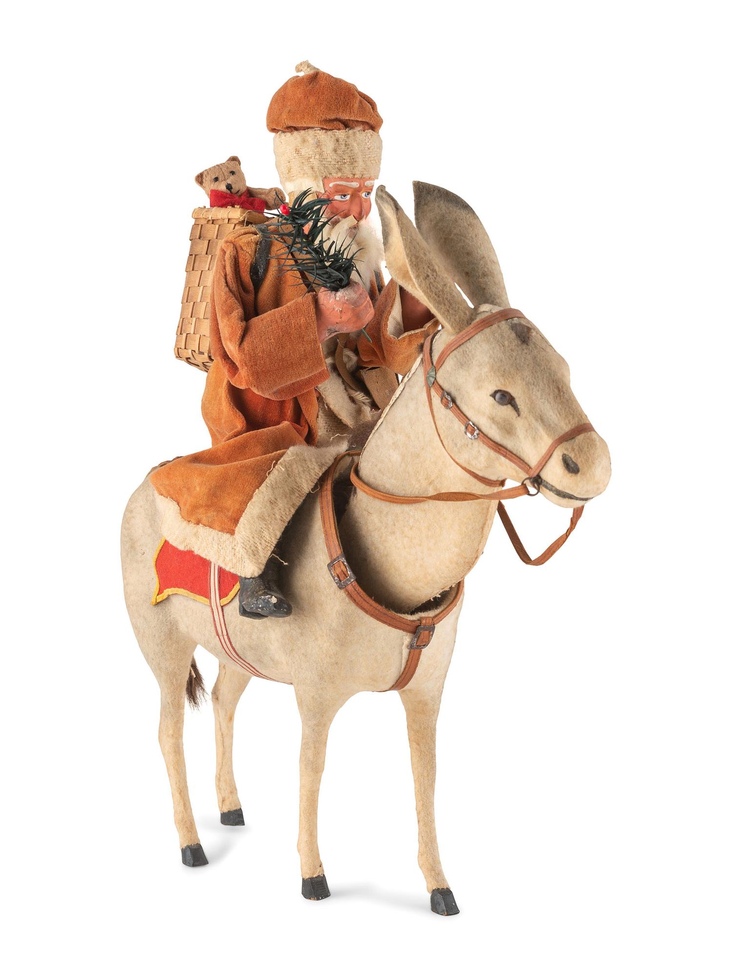 A German Papier-Mâché Santa Claus and Donkey Nodder