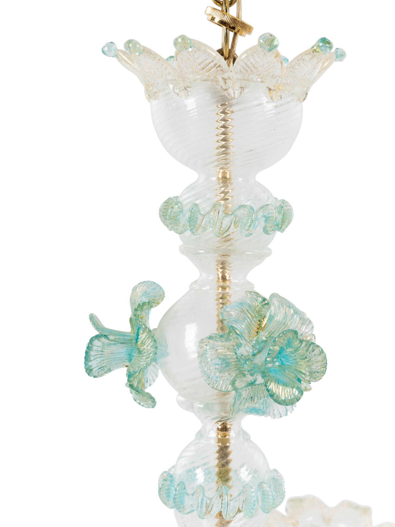 A Venetian Glass Five-Light Chandelier