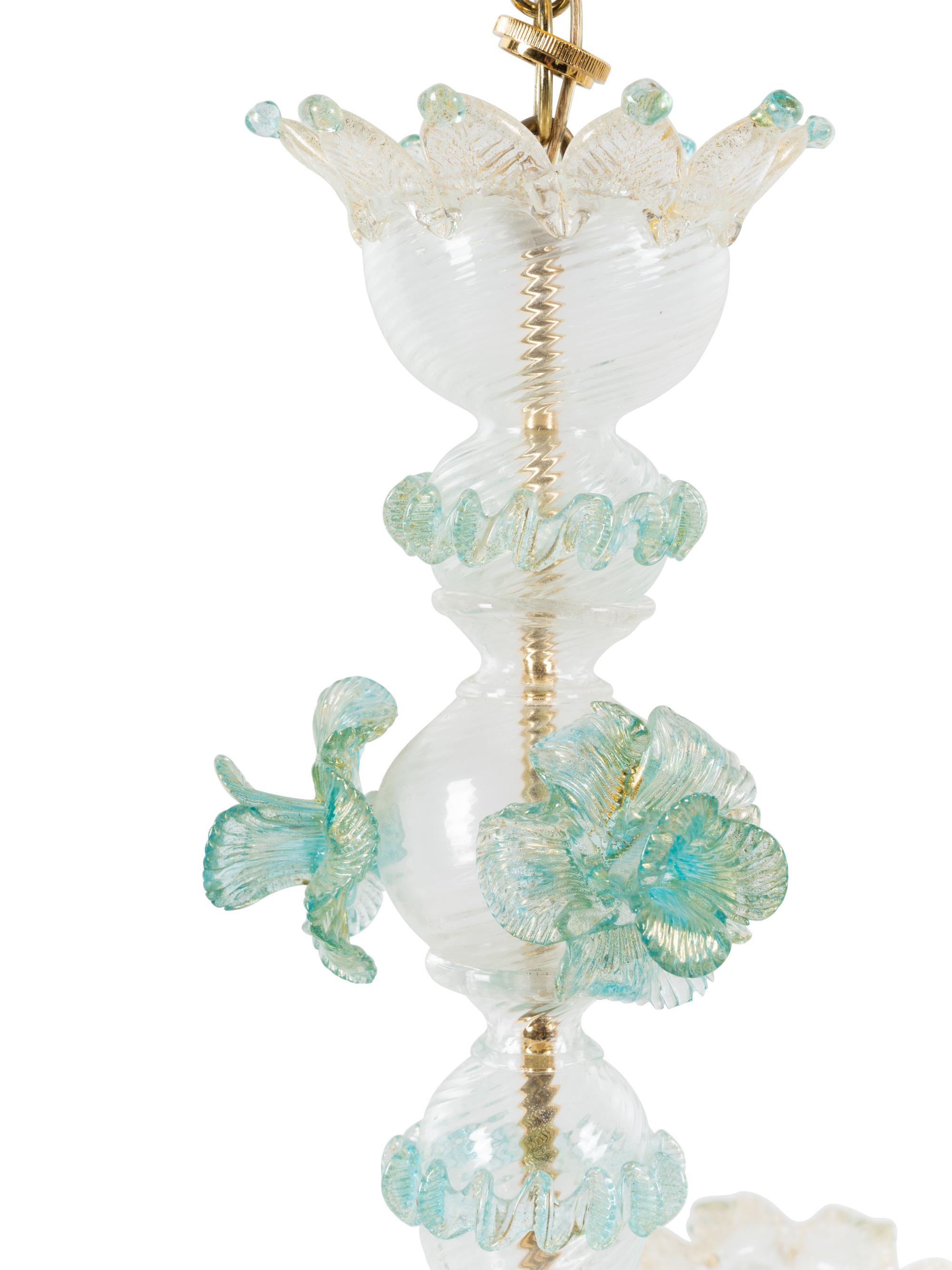 A Venetian Glass Five-Light Chandelier