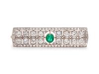 EDWARDIAN, EMERALD AND DIAMOND BROOCH