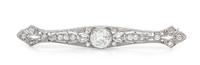 An Art Deco Platinum and Diamond Bar Brooch, 4.20 dwts.
