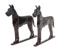 A Pair of Cast Metal Great Dane Gate Toppers Height 10 1/4 inches.