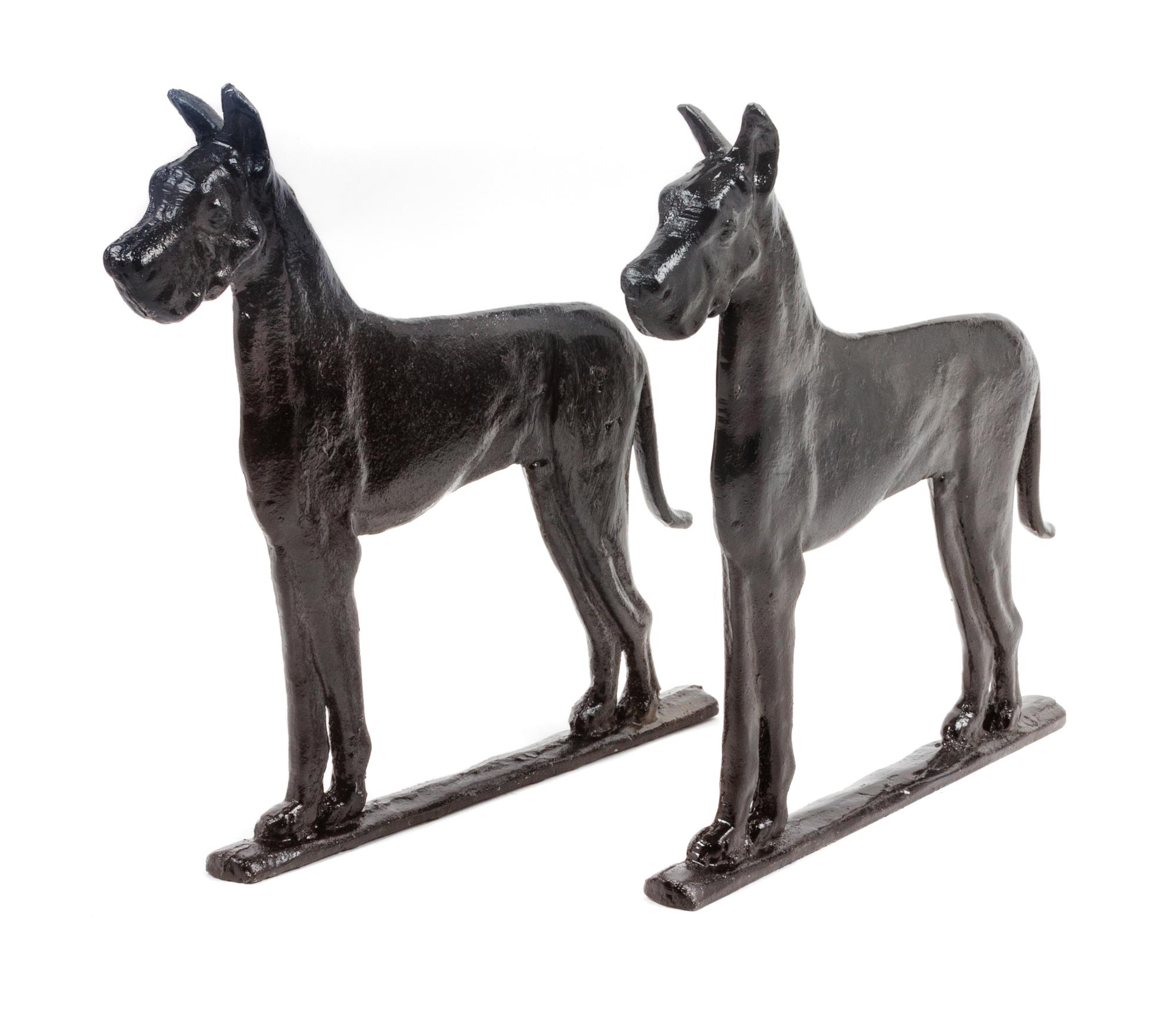 A Pair of Cast Metal Great Dane Gate Toppers Height 10 1/4 inches.