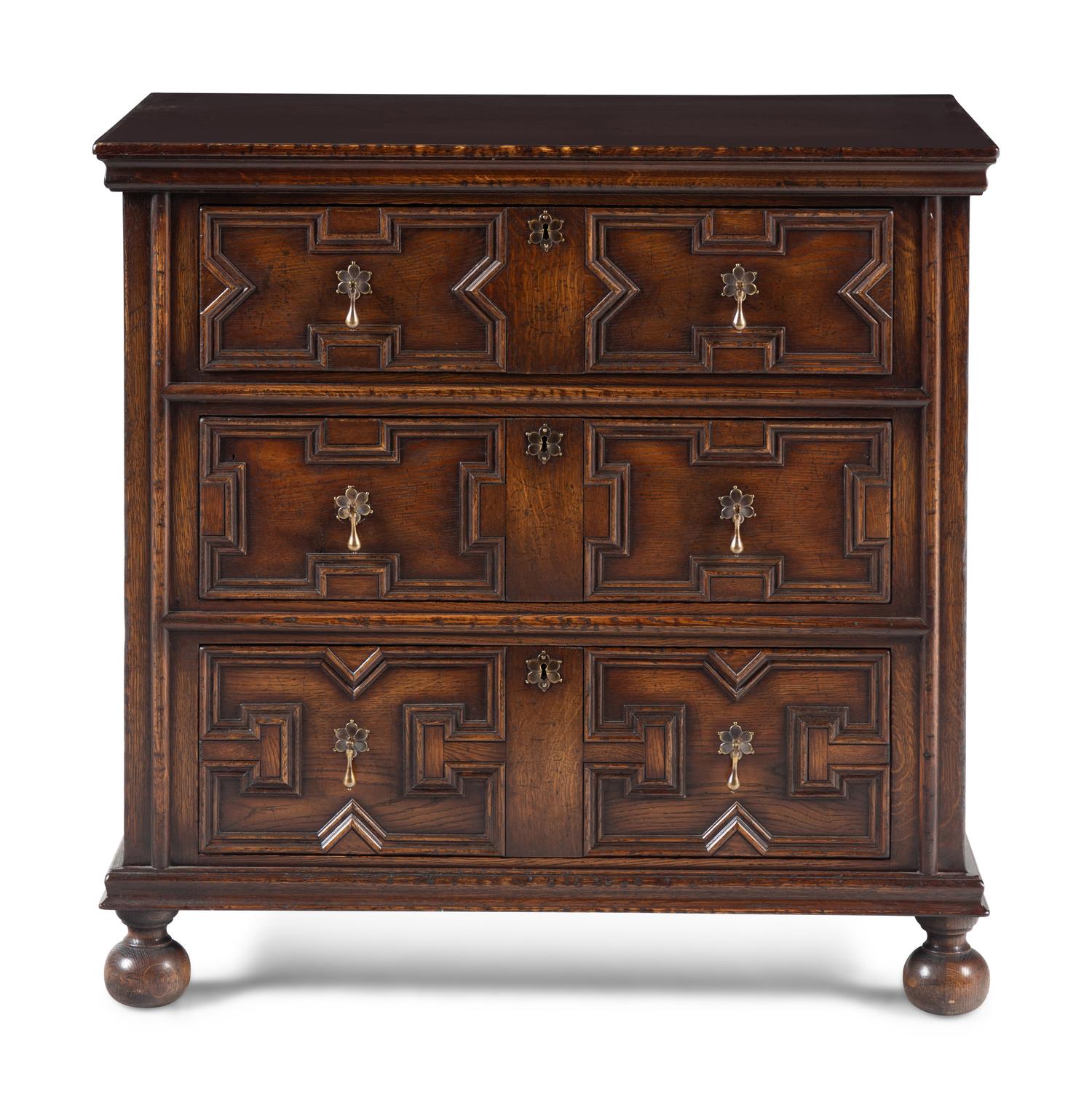 A Charles II Style Oak Chest of Drawers