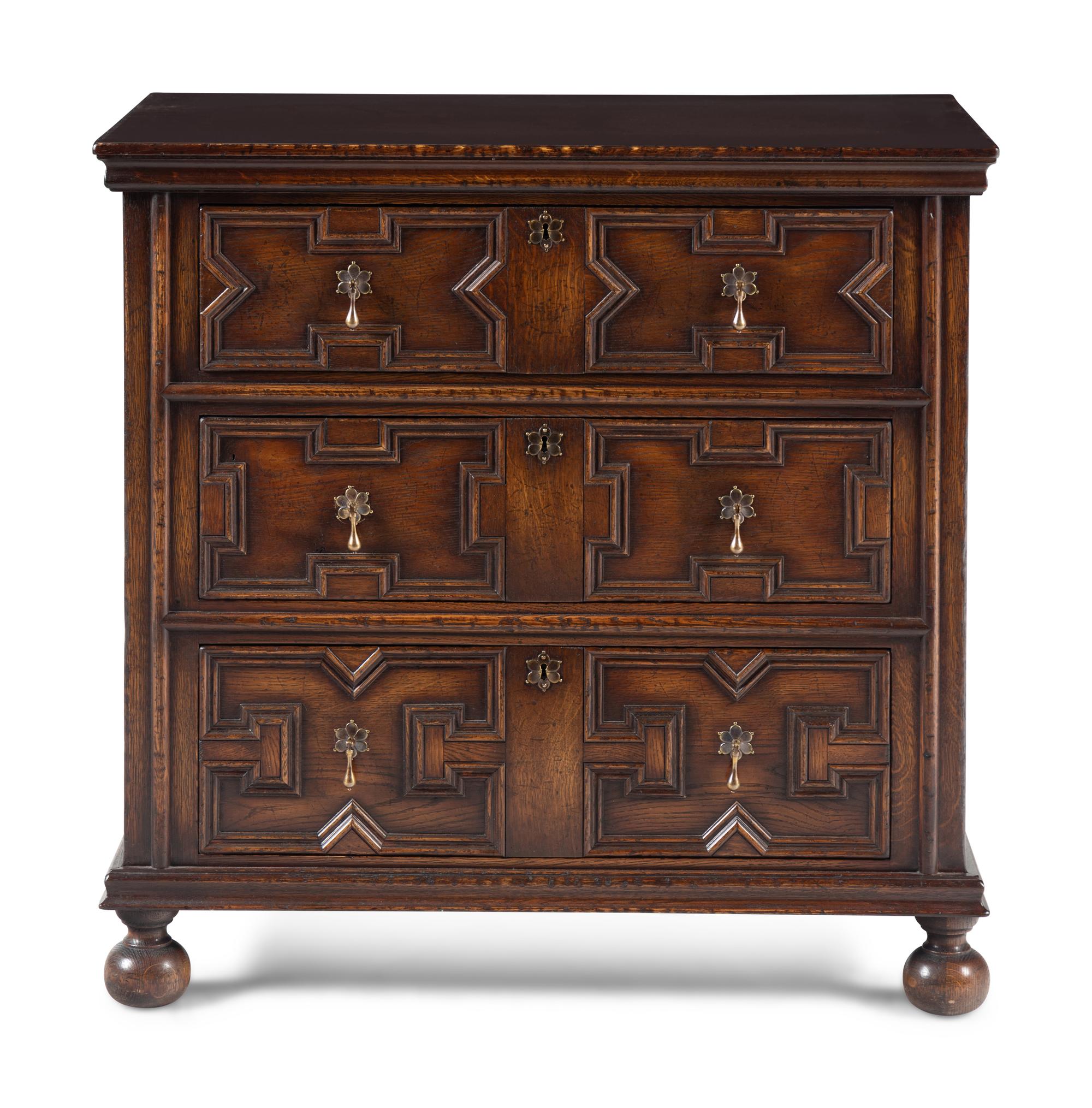 A Charles II Style Oak Chest of Drawers