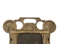 Three Art Nouveau Patinated Bronze Standing Picture Frames