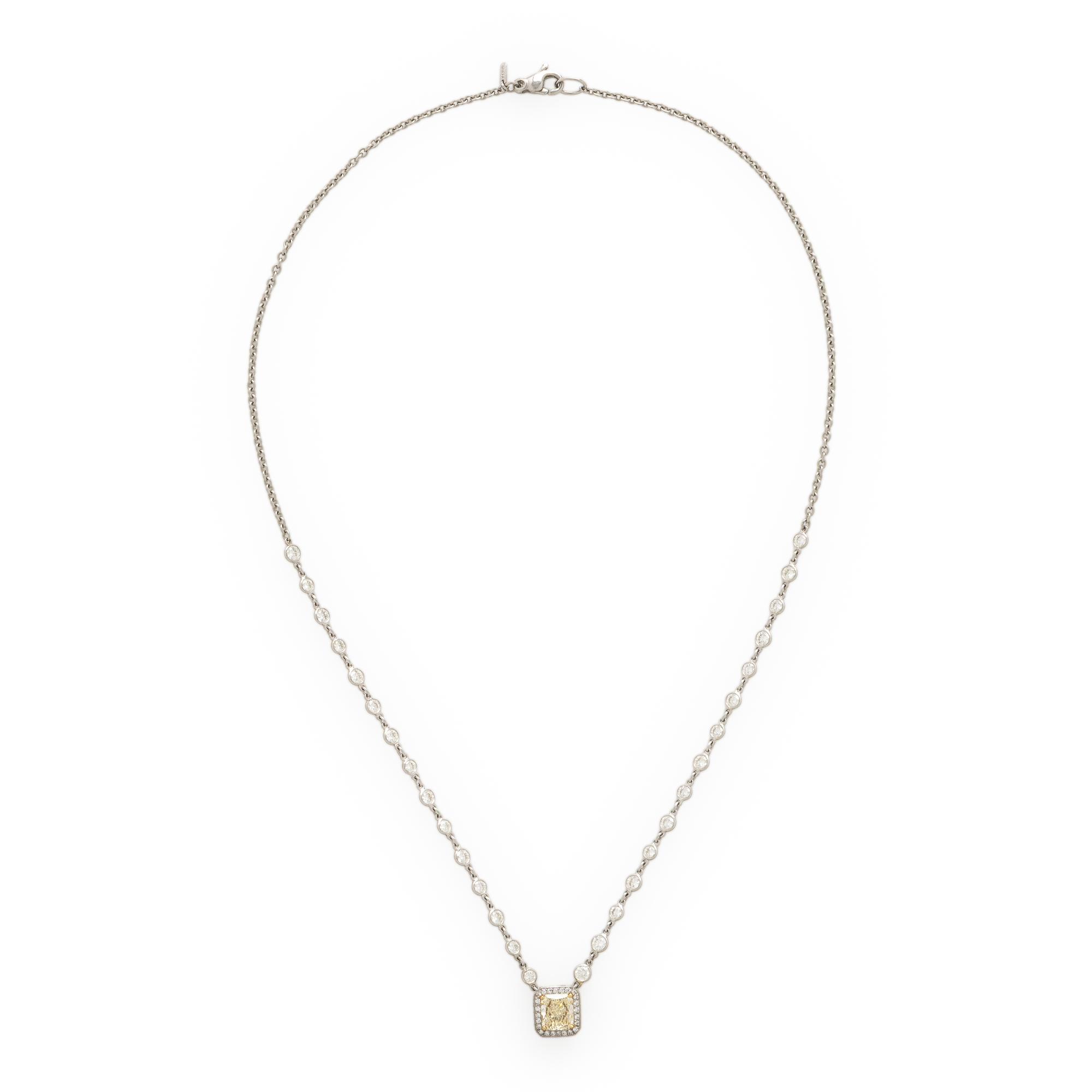 Yellow Diamond and Diamond Necklace