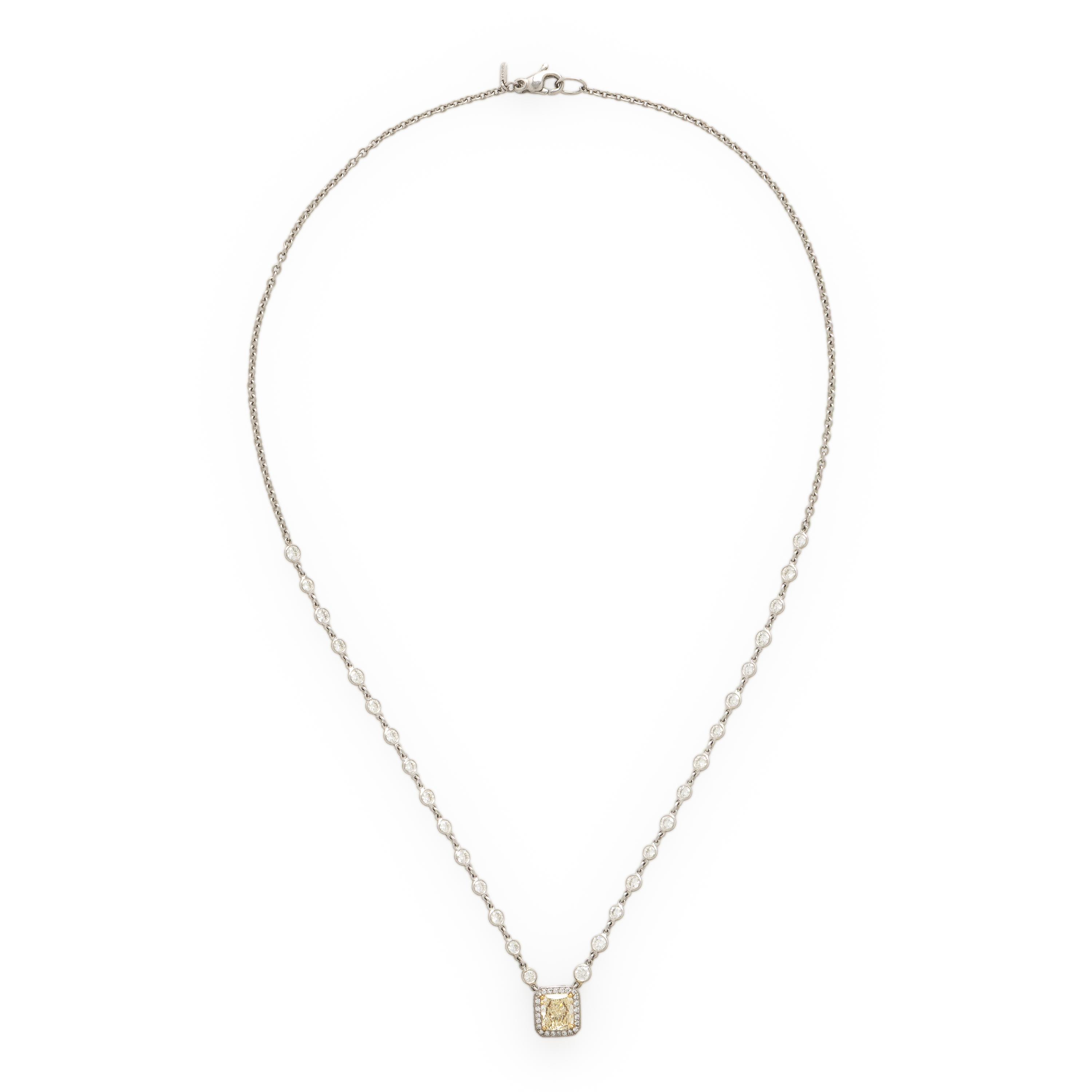 Yellow Diamond and Diamond Necklace