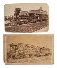 [LINCOLN FUNERAL]. A group of 2 CDVs of the Lincoln funeral train in Buffalo, NY, and Springfield, IL.