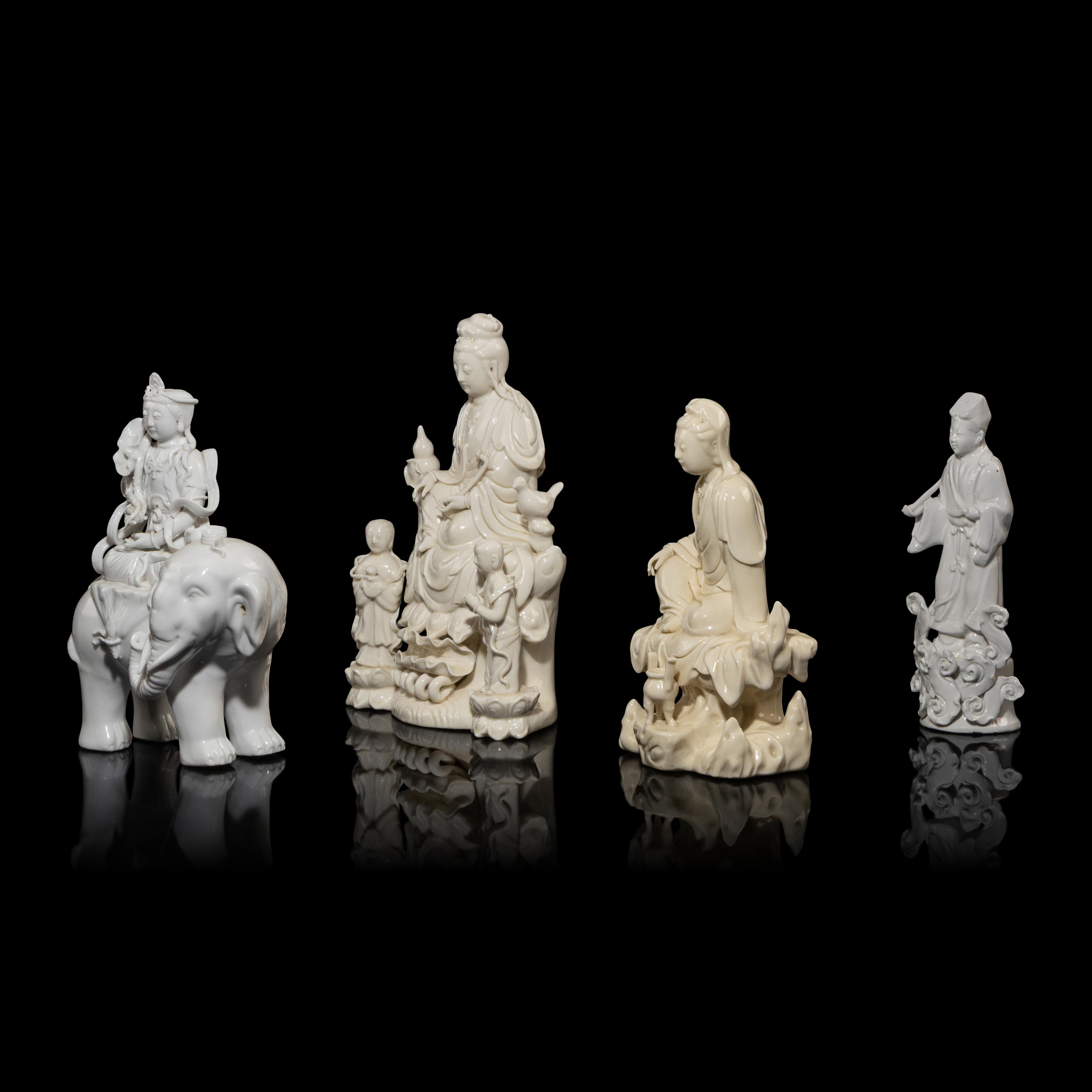 Four Chinese Blanc de Chine Porcelain Figures, 20th Century — 近代 德化白瓷像四尊